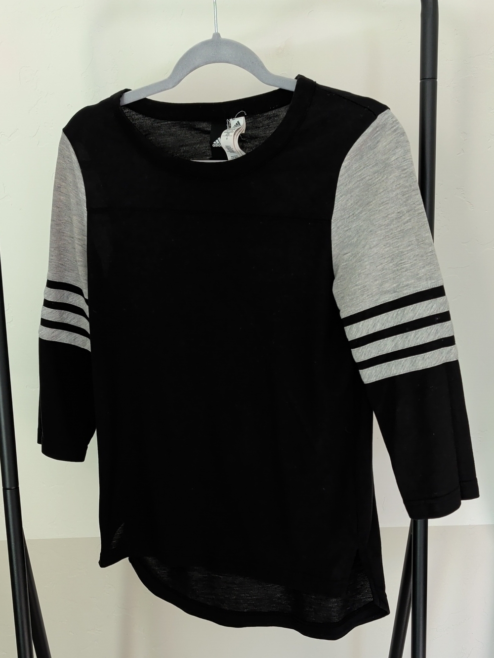 adidas Black and Heather Gray 3/4 Sleeve Raglan Tee